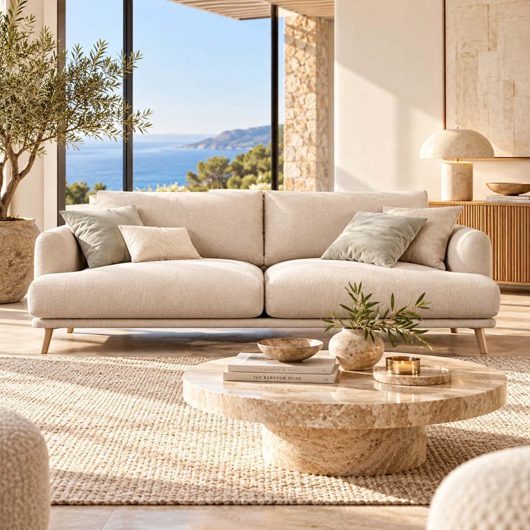Canapé tissu 3 places MICADONI Naomi beige jamais utilisé