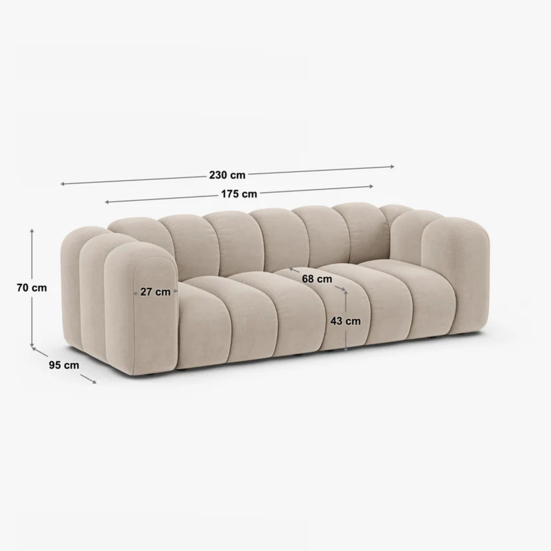 Canapé MICADONI Lupine 3 places en velours beige