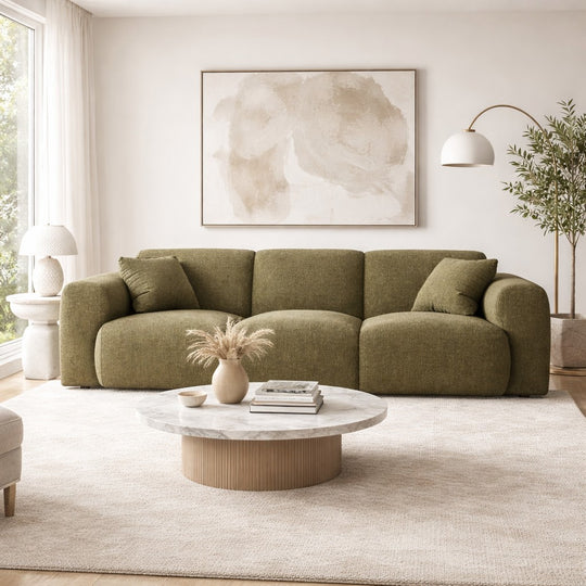 Canapé MICADONI Molino 3 places en tissu chenille vert