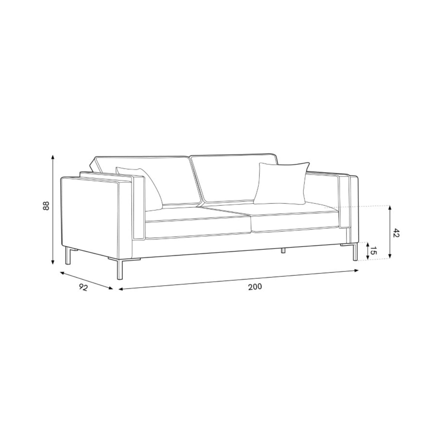 Canapé MILO CASA Luis 3 places en velours Beige