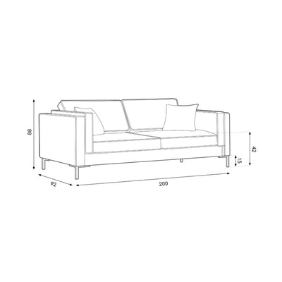 Canapé MILO CASA Luis 3 places en velours Beige