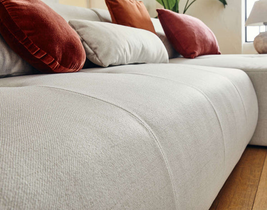 Canapé BESTMOBILIER ONYX angle droit 5 places tissu beige