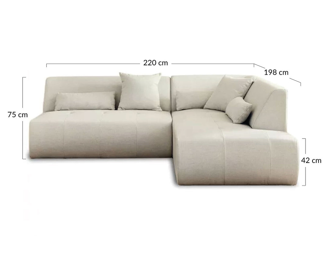 Canapé BESTMOBILIER ONYX angle droit 5 places tissu beige
