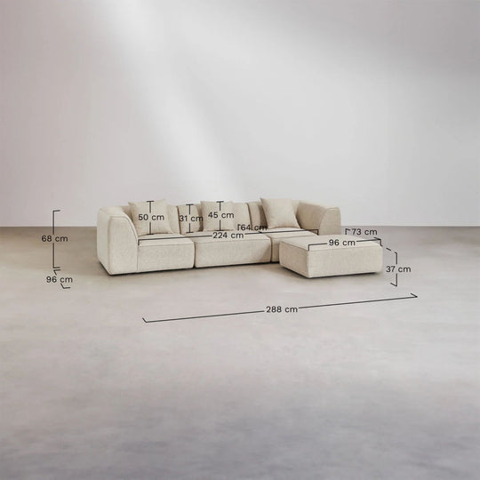 Canapé modulable SKLUM Cardea 3 pièces avec pouf rembourré tissu beige