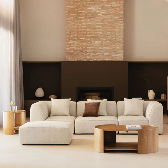 Canapé modulable SKLUM Cardea 3 pièces avec pouf rembourré tissu beige