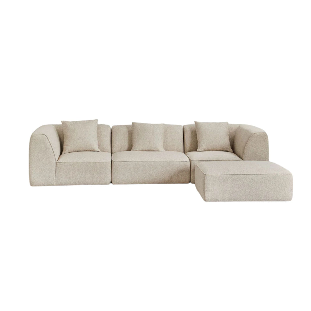 Canapé modulable SKLUM Cardea 3 pièces avec pouf rembourré tissu beige
