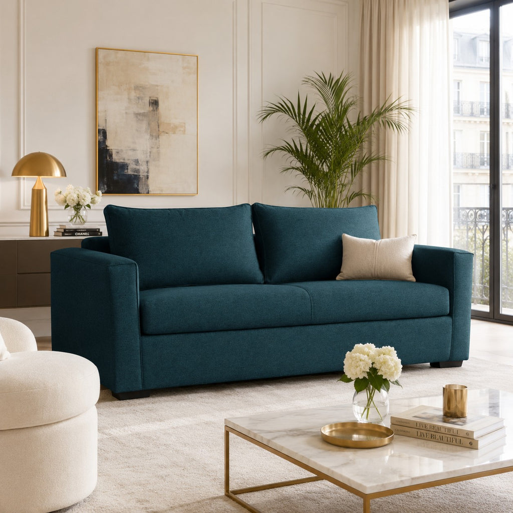 Canapé CAMIF convertible tissu Olaf Bleu Marine