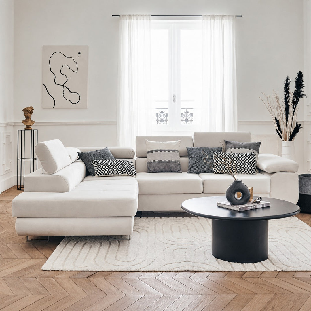 Canapé BESTMOBILIER Pablo Angle Gauche Velours Beige Convertible