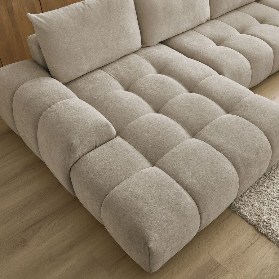 Canapé BOBOCHIC d'angle gauche panoramique convertible avec coffre EVEREST Taupe
