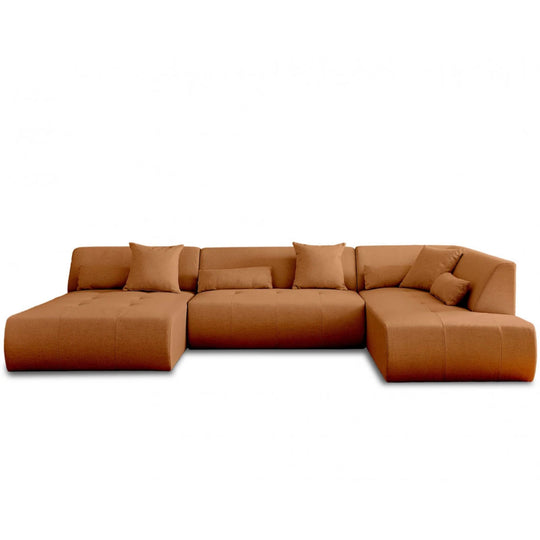 Canapé panoramique d’angle droit BESTMOBILIER Onyx 7 places en tissu rouille