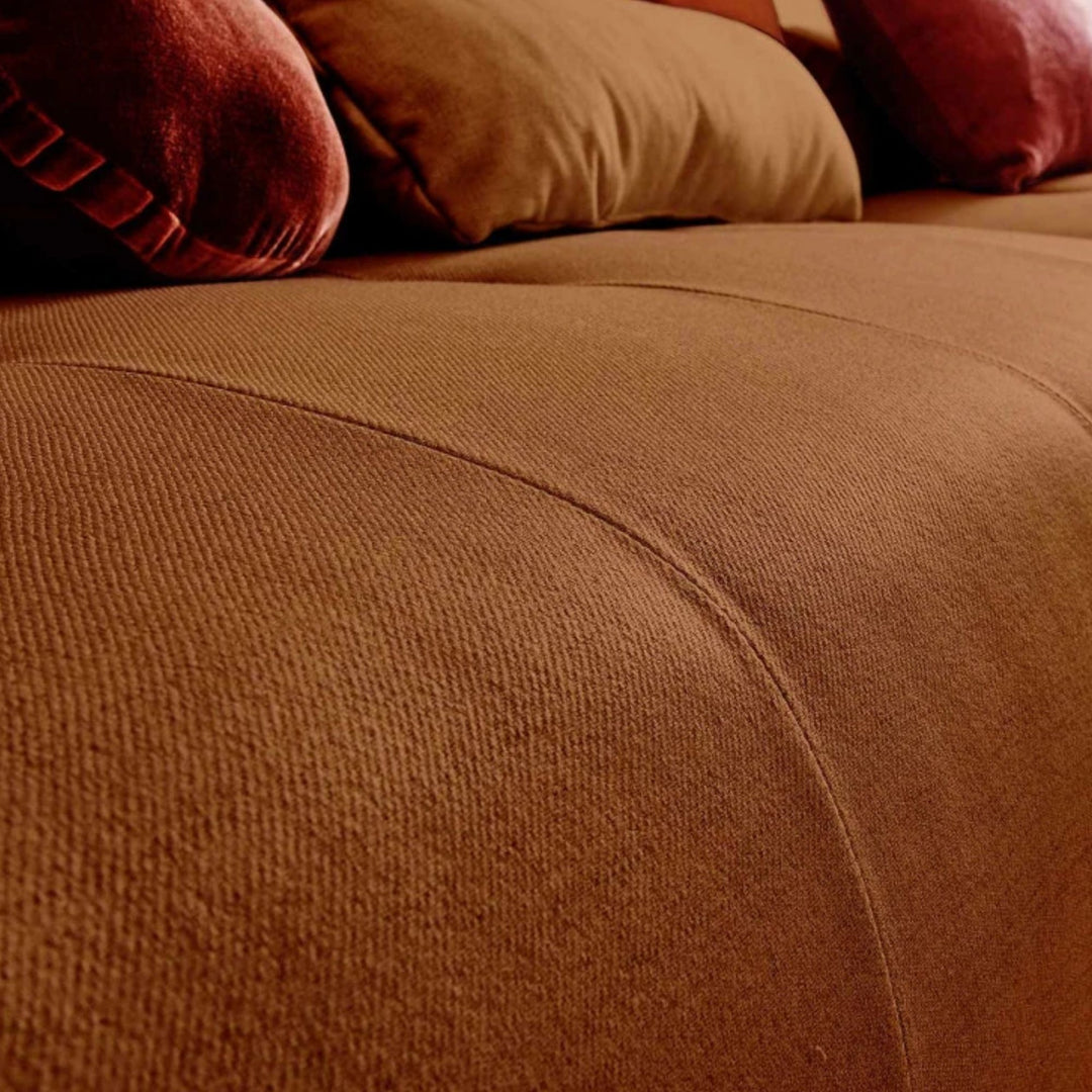 Canapé panoramique d’angle droit BESTMOBILIER Onyx 7 places en tissu rouille