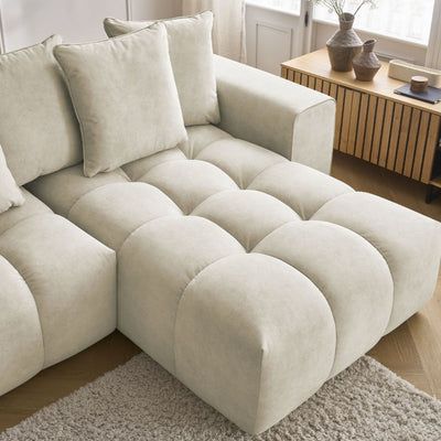 Canapé panoramique fixe BOBOCHIC Mont-Blanc velours Beige