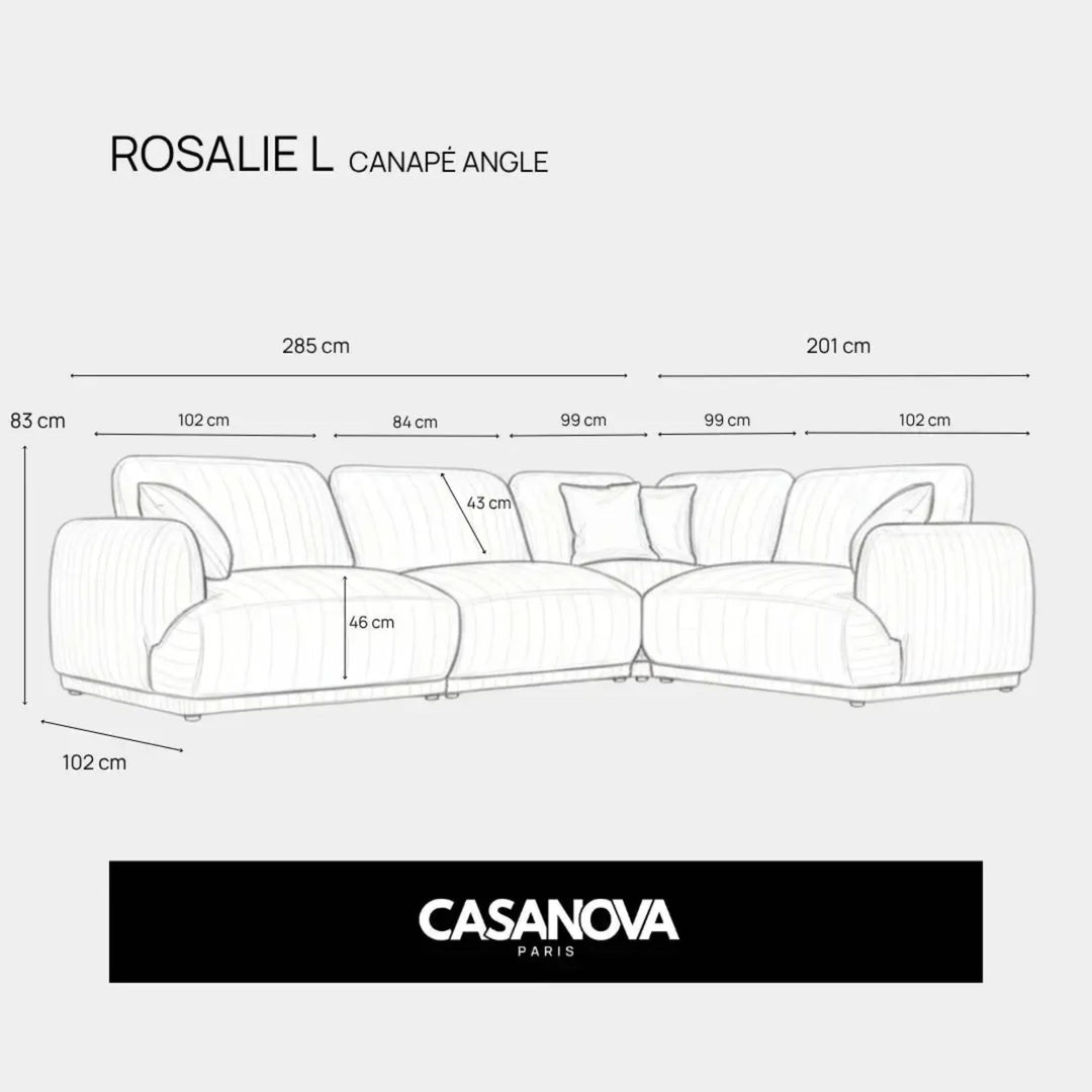 Canapé panoramique modulable CASANOVA Rosalie L en velours côtelé vert