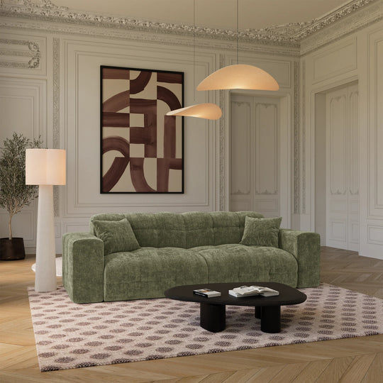 Canapé PREMIUM INTERIORS Cocoon 4 places en velours gaufré vert vintage