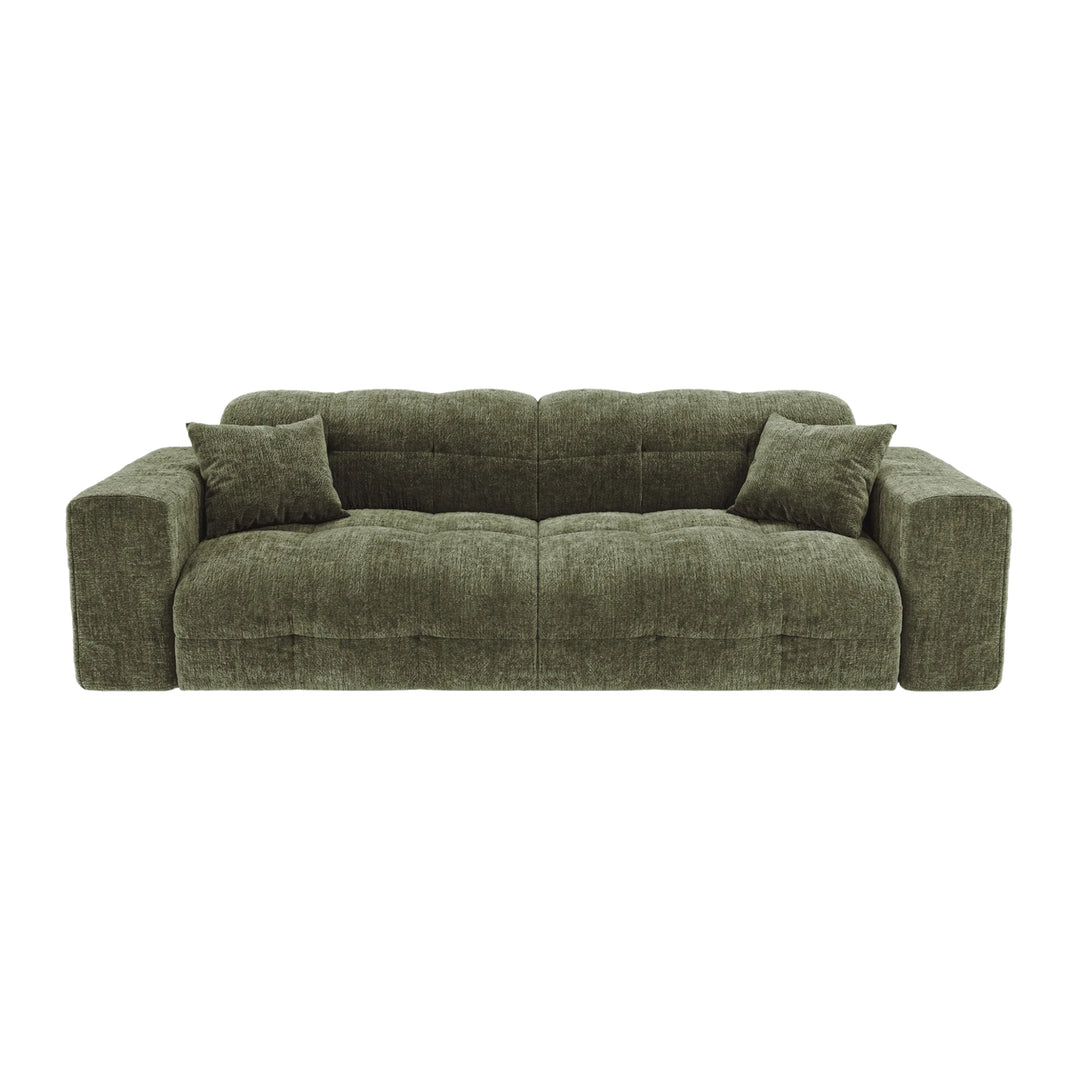 Canapé PREMIUM INTERIORS Cocoon 4 places en velours gaufré vert vintage