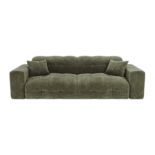 Canapé PREMIUM INTERIORS Cocoon 4 places en velours gaufré vert vintage