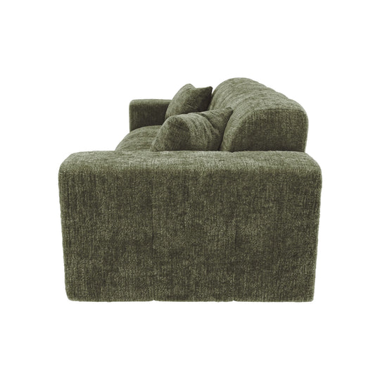 Canapé PREMIUM INTERIORS Cocoon 4 places en velours gaufré vert vintage