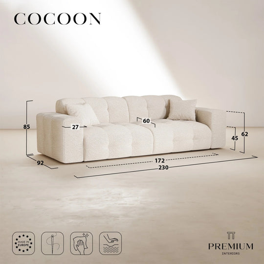 Canapé PREMIUM INTERIORS Cocoon 4 places en velours gaufré vert vintage