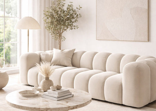 Canapé MICADONI Lupine 3 places en velours beige