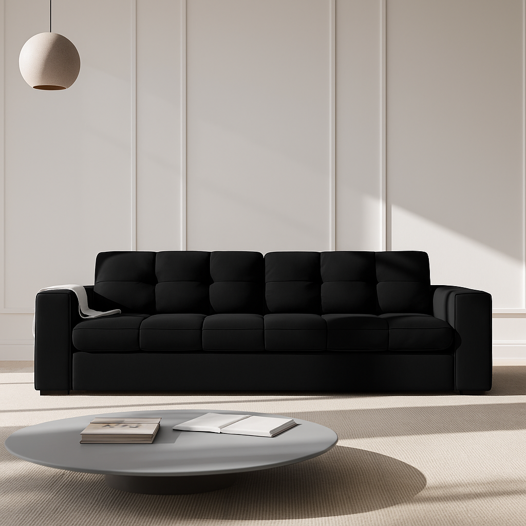 Canapé Velours Justin 2 places Noir- Micadoni