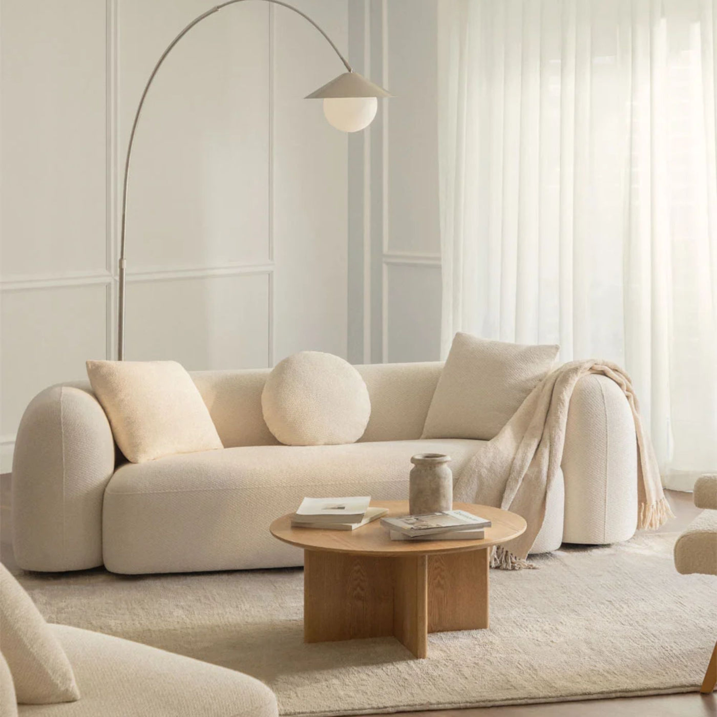 Canapé SKLUM Coco 3 places en tissu chenille épais Blanc