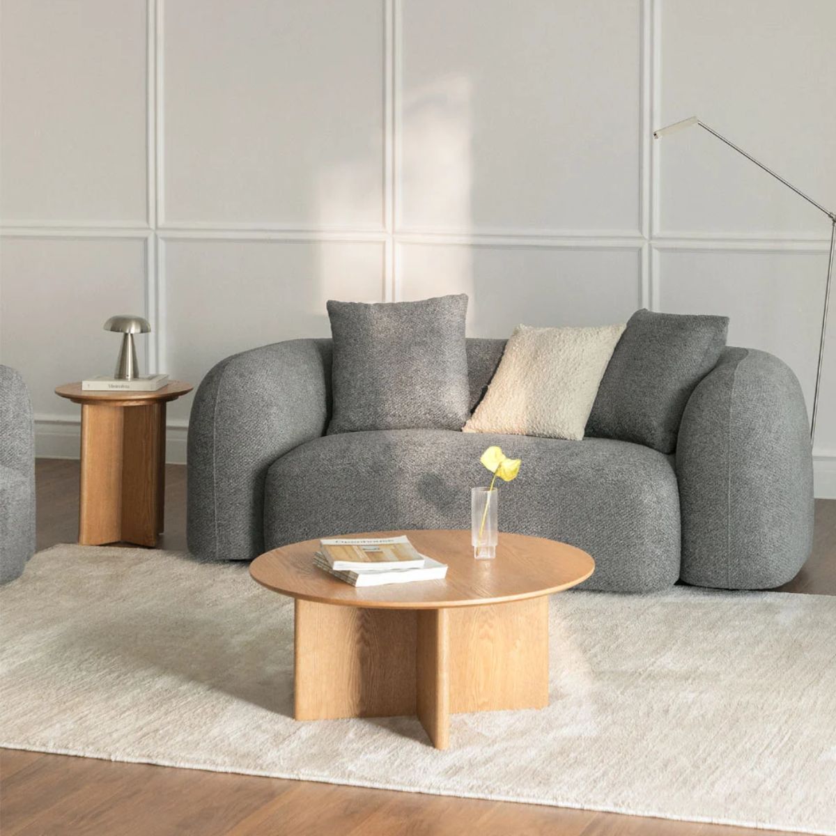 Canapé SKLUM Coco en tissu chenille epais gris