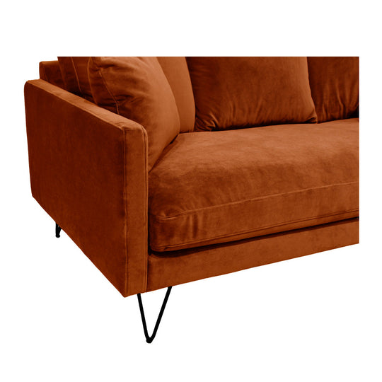 Canapé convertible DRAWER Villabon 3 places en velours rouille pieds épingles noirs