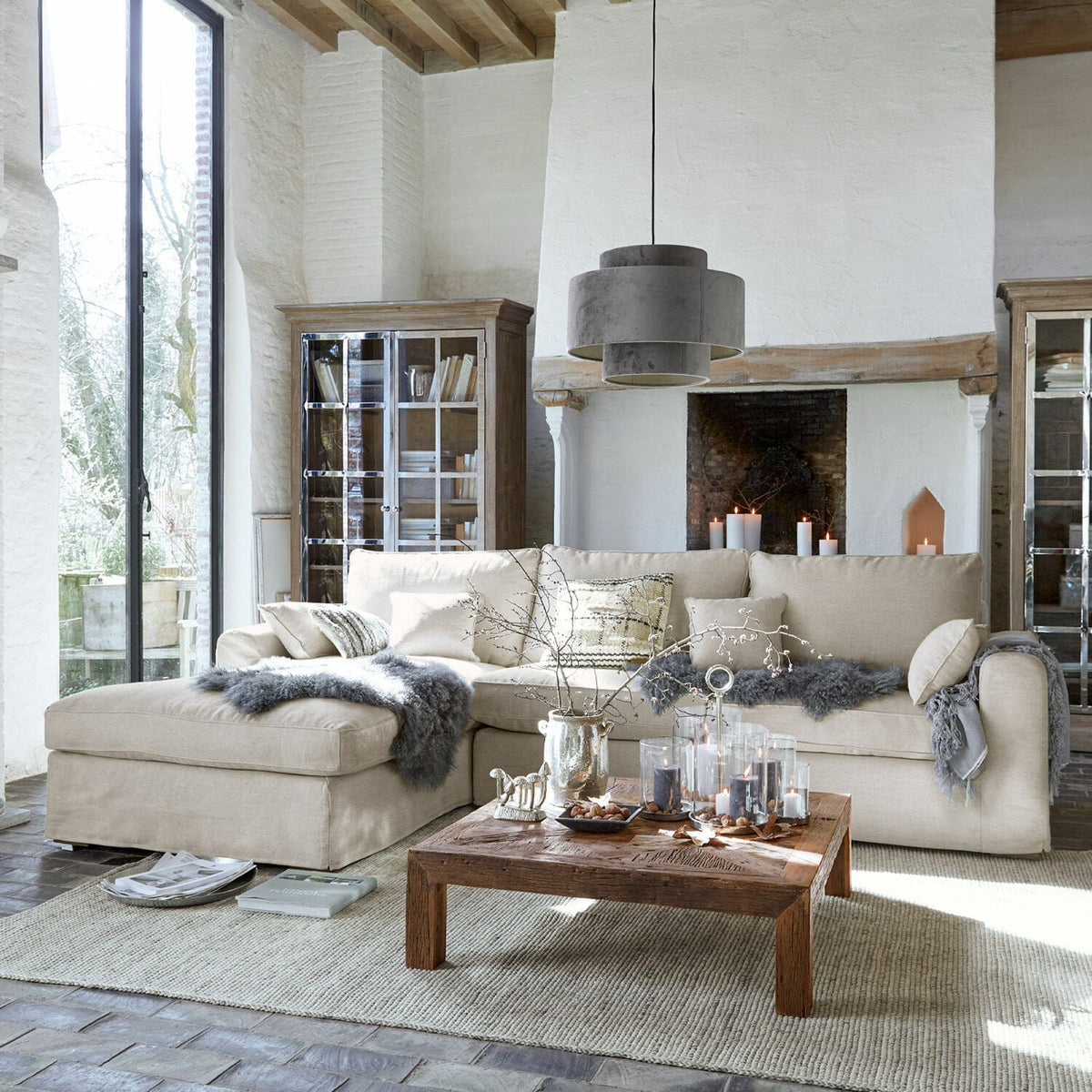 Canapé d'Angle Beige Seaford LOBERON — photo produit