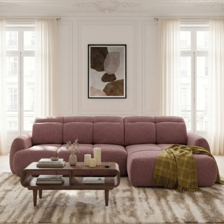Canapé d'angle droit convertible BOBOCHIC Ruby chenille rouge