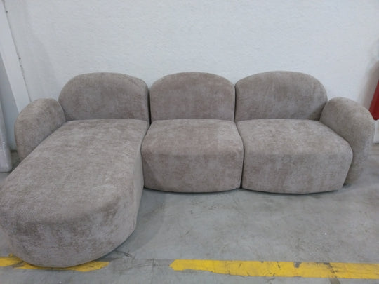 Canapé d'angle gauche MICADONI Blair 4 places en tissu chenille beige foncé — photo produit