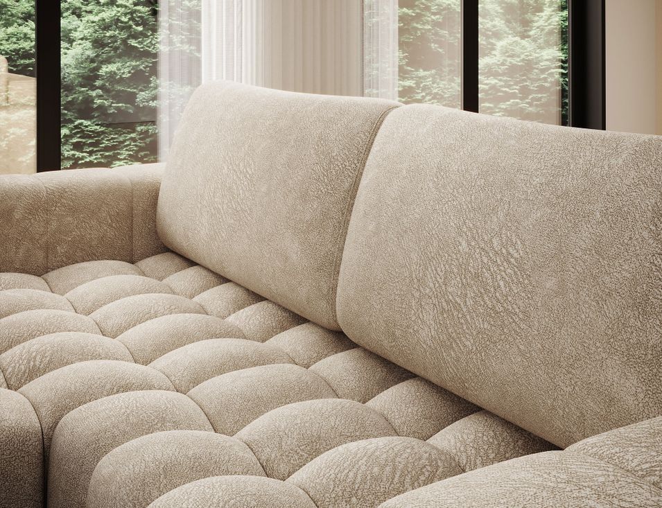 Canapé angle gauche BOZEN convertible coffre velours beige — photo produit