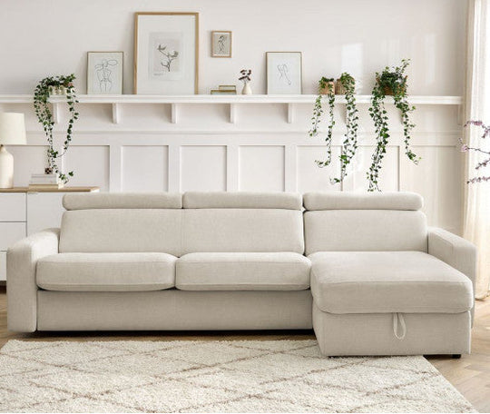 Canapé d'angle convertible BOBOCHIC Monaco beige 160 — photo produit