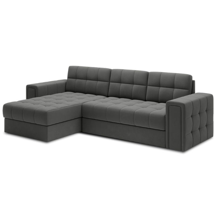 Canapé d'angle convertible LES TENDANCES Klumann en velours gris foncé — photo produit
