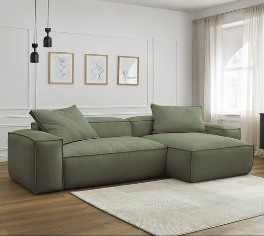 Canapé d'angle réversible BOBOCHIC Boheme velours vert — photo produit