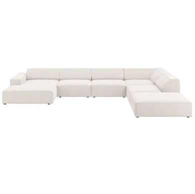 Canapé panoramique MICADONI Jodie 7 places en tissu beige