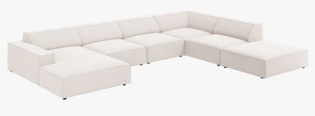 Canapé panoramique MICADONI Jodie 7 places en tissu beige