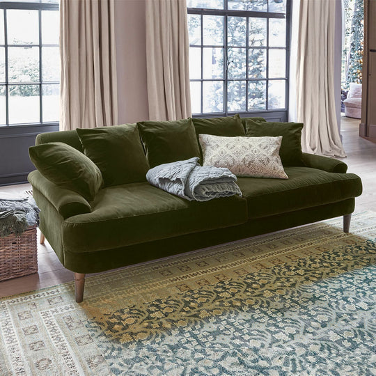 Canapé fixe LOBERON Rivermere3 places en velours vert — photo produit