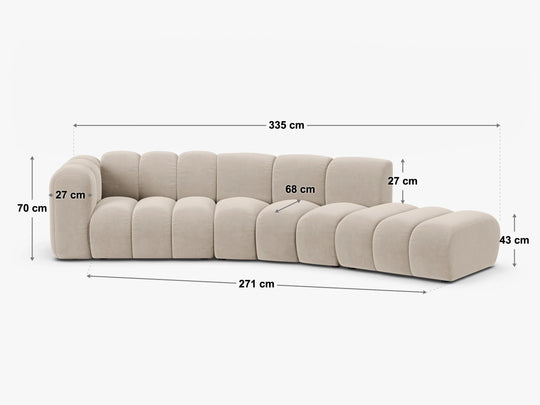 Canapé d'angle MICADONI Lupine 5 places en tissu chenille beige foncé — photo produit
