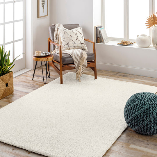 Tapis Rond Shaggy Moderne Beige Rond Trento