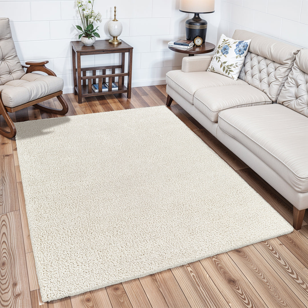 Tapis Shaggy Moderne Beige Trento