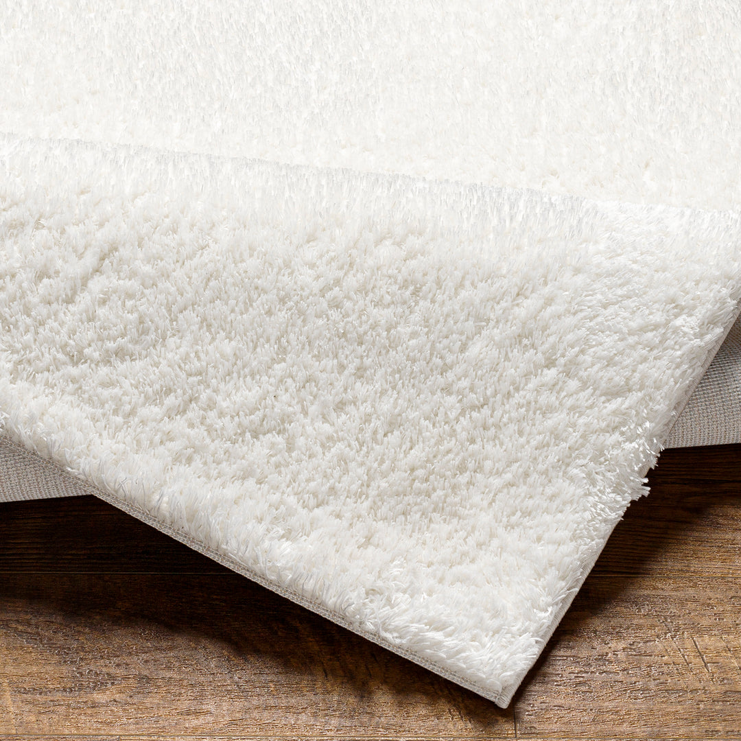 Tapis Rond Shaggy Moderne Ivoire Rond Trento
