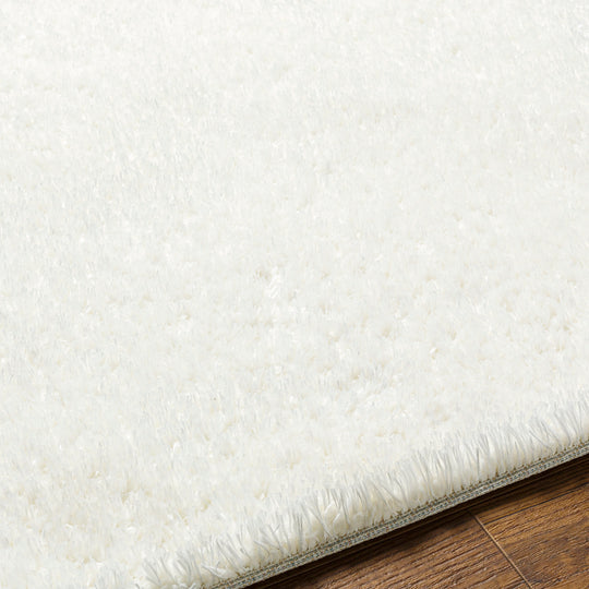 Tapis Rond Shaggy Moderne Ivoire Rond Trento