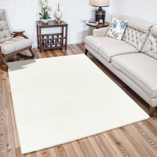 Tapis Shaggy Moderne Ivoire Trento