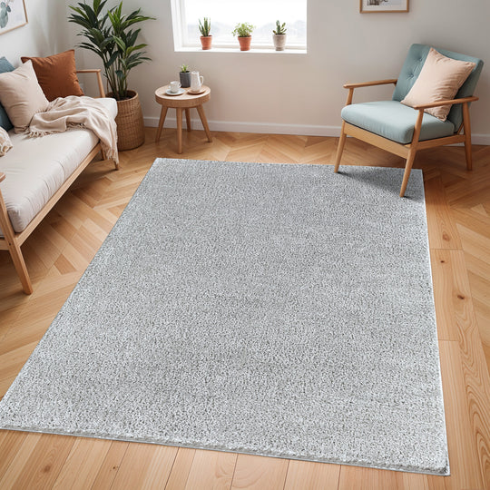 Tapis Shaggy Moderne Gris Clair Trento