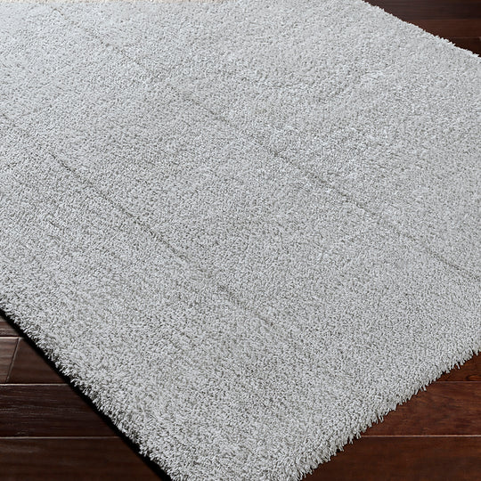Tapis Rond Shaggy Moderne Gris Clair Rond Trento
