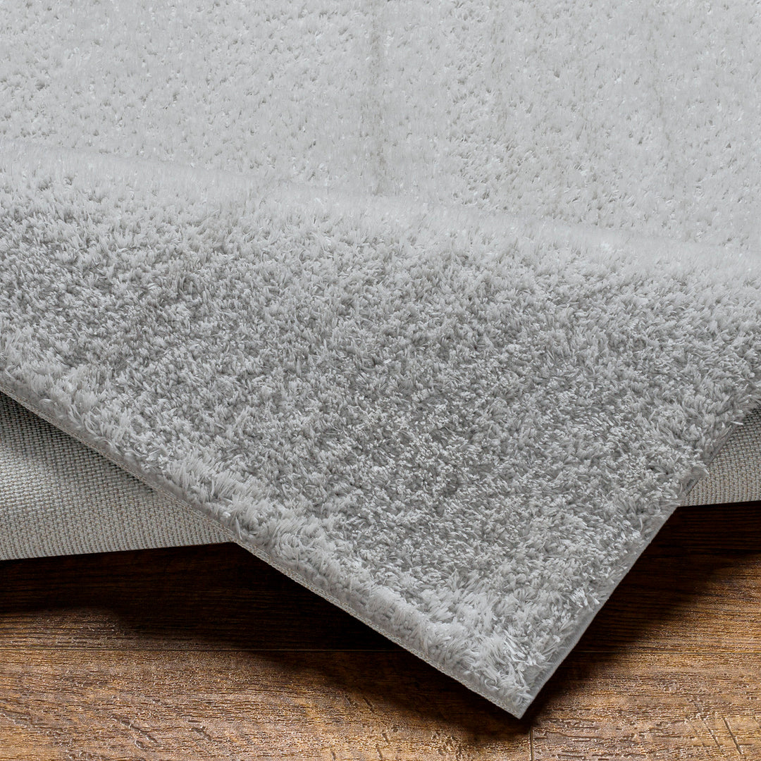 Tapis Rond Shaggy Moderne Gris Clair Rond Trento