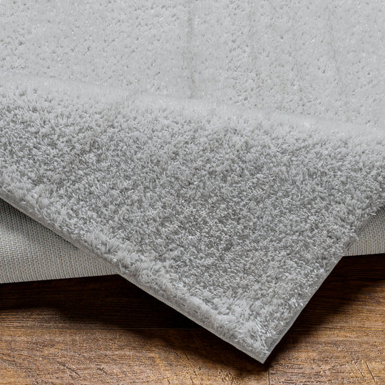 Tapis Rond Shaggy Moderne Gris Clair Rond Trento
