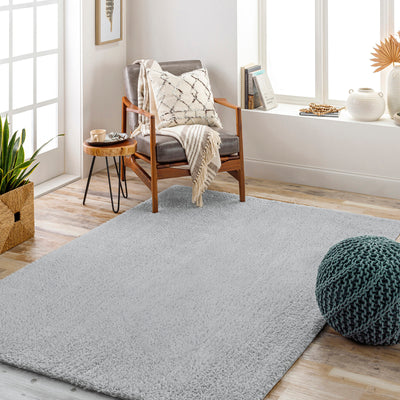 Tapis Rond Shaggy Moderne Gris Clair Rond Trento