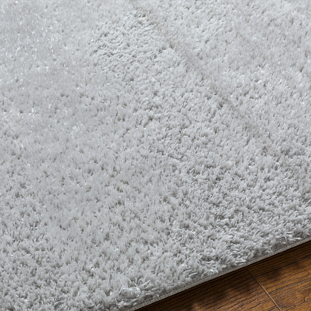 Tapis Rond Shaggy Moderne Gris Clair Rond Trento