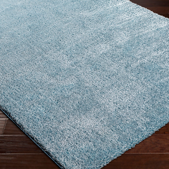 Tapis Rond Shaggy Moderne Bleu Rond Trento